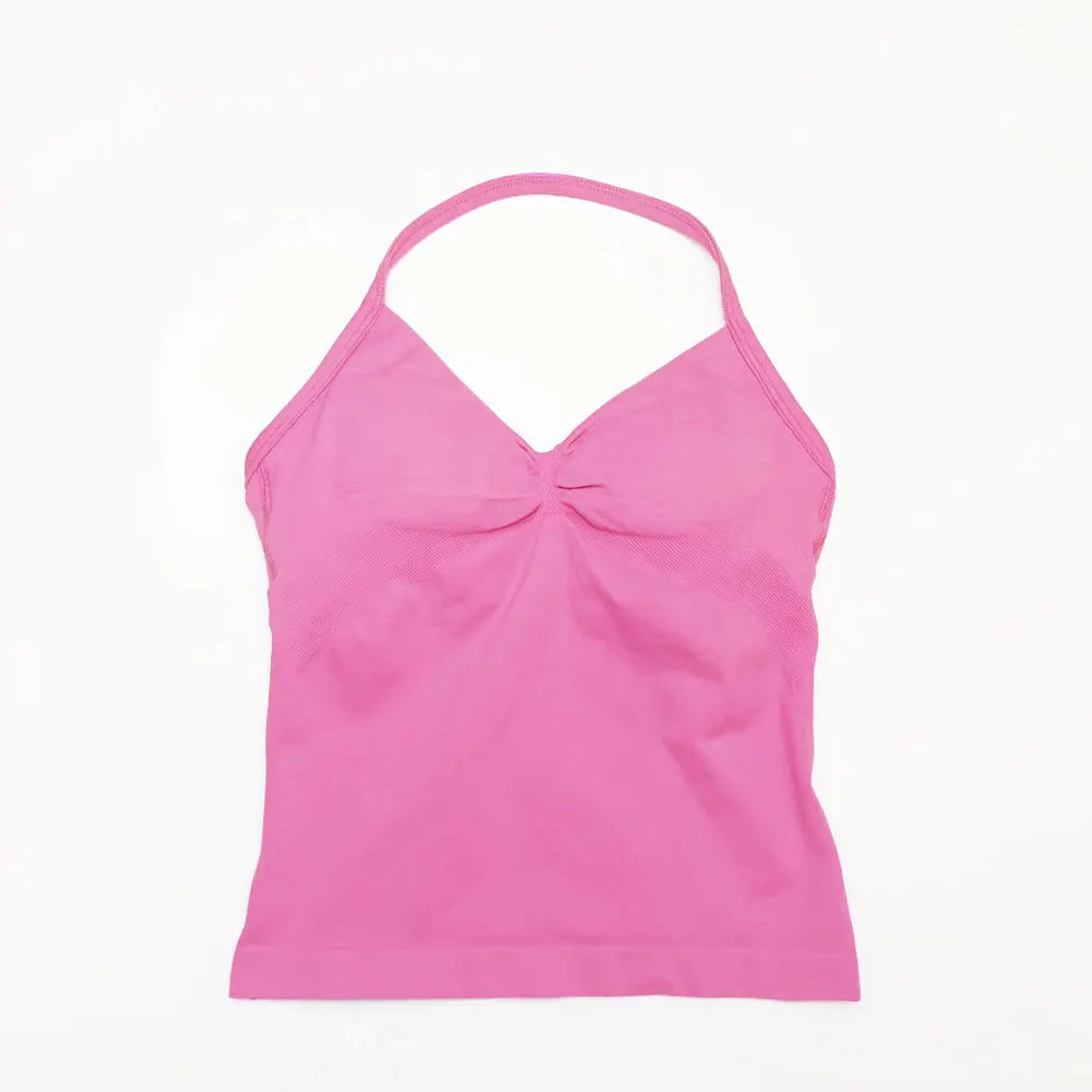 Sports Yoga Vest Women's Fitness Tank Top Gym Beautiful Open Back Bra Running Workout HalterLAGEN Impact Longline