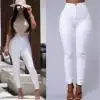 Women Denim Skinny Jeggings Pants High Waist Stretch Jeans Pure Color Slim Pencil Pants