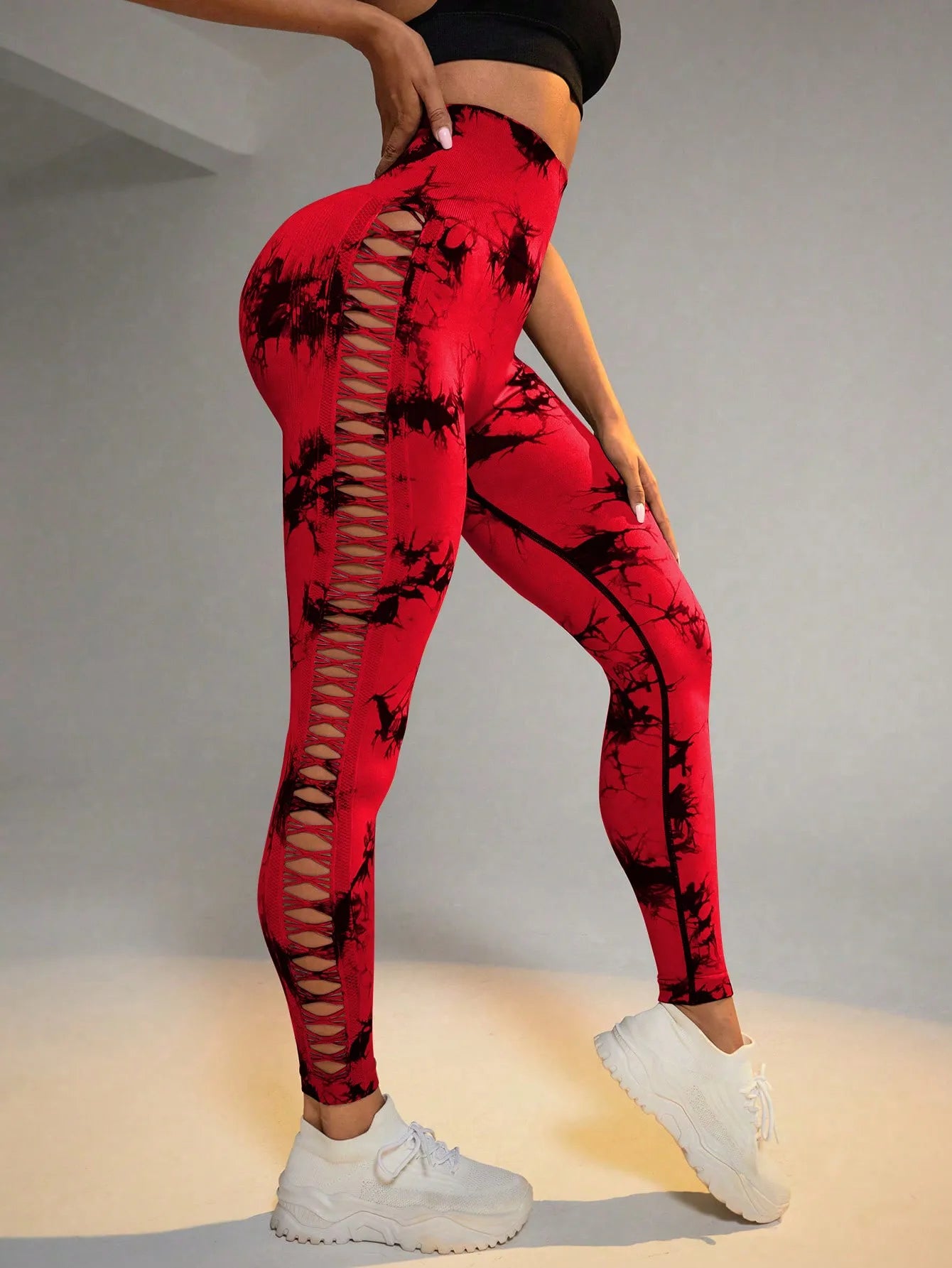 Leggings for Women High Waist Yoga Pants, Scrunch Butt Lifting Elastic Tights, Side mesh design
