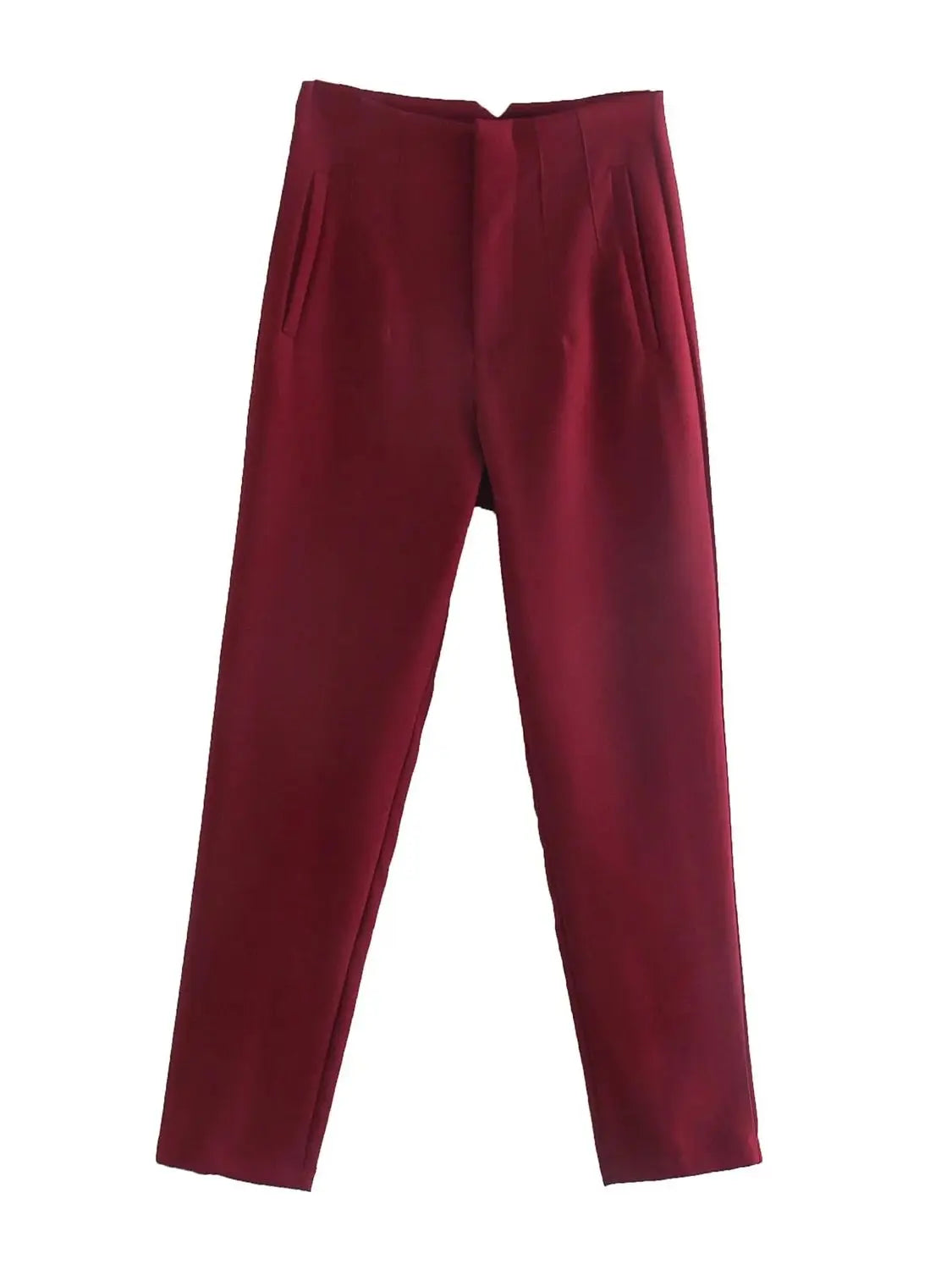 Women Light Blue Chic Fashion Office Wear Straight Pants Vintage High Waist Zipper Fly Female Trousers Fashion 2025 Pants