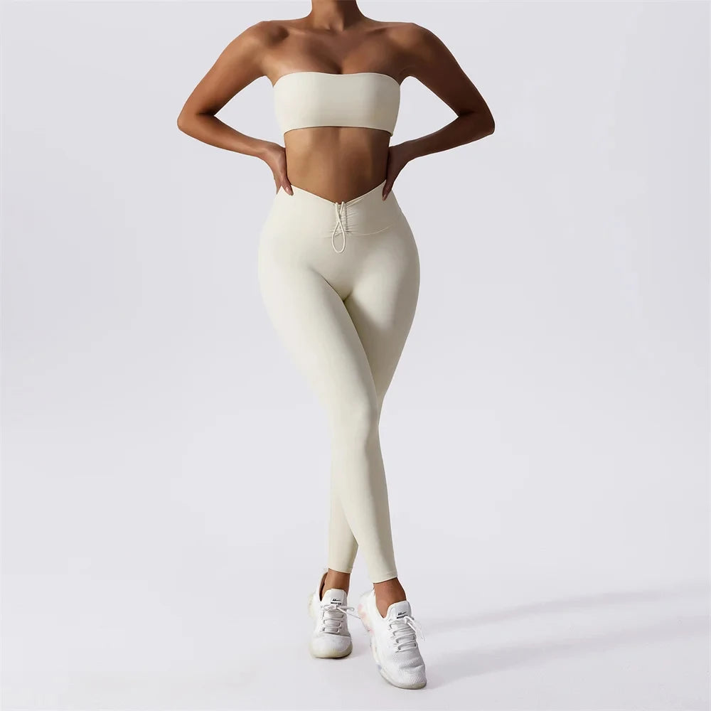 Yoga Set 2 Piece High Waist Leggings Sports Bra Women Tracksuit.