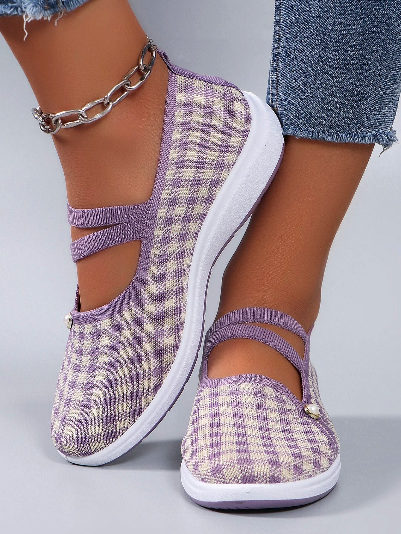 Spring new women's sports shoes, fashionable, breathable, lightweight, non-slip, wear-resistant, casual sports shoes, flat shoes