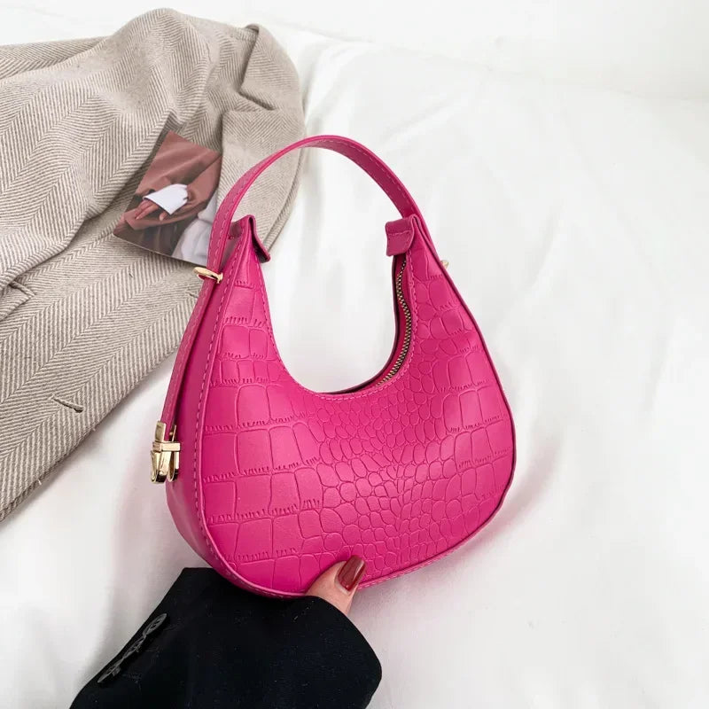Fashion Luxury Design PU Leather Shoulder Bag Women Small Clutch Handbag Purse Female Underarm Bag Travel Totes