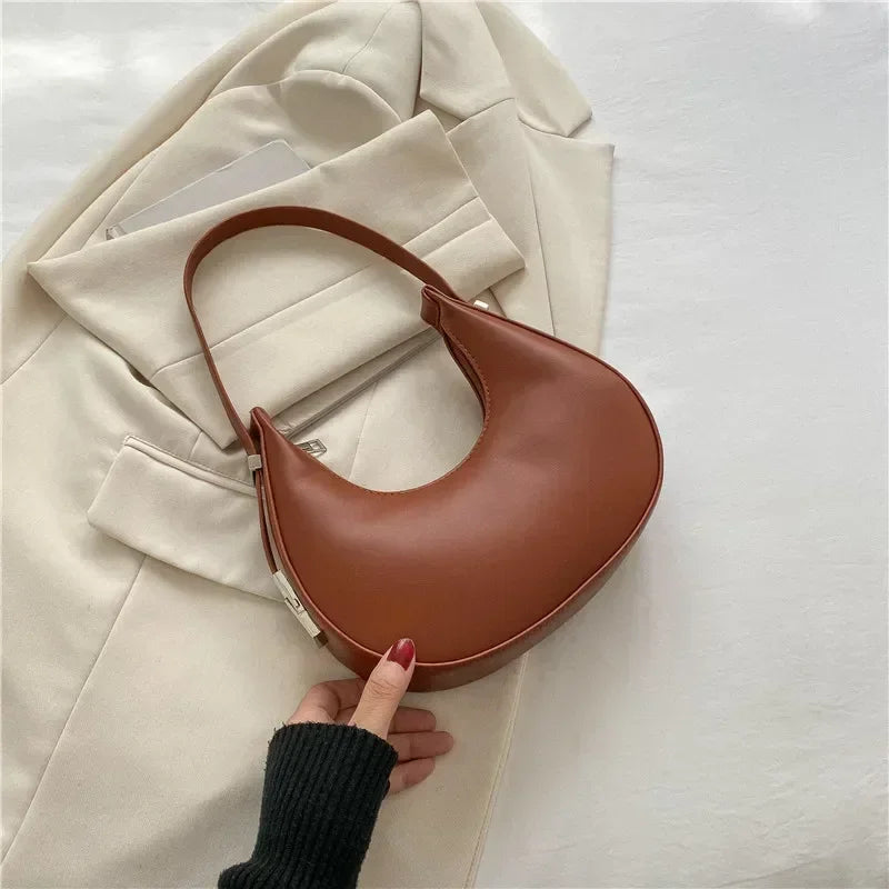 Fashion Luxury Design PU Leather Shoulder Bag Women Small Clutch Handbag Purse Female Underarm Bag Travel Totes