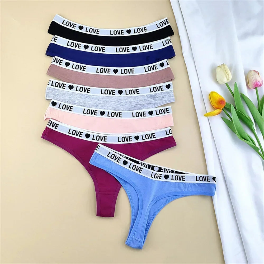3pcs "Love" Letters Cotton Thong Sexy Ladies Panties Women's G-string Underwear Sexy Yoga Fitness T Pants