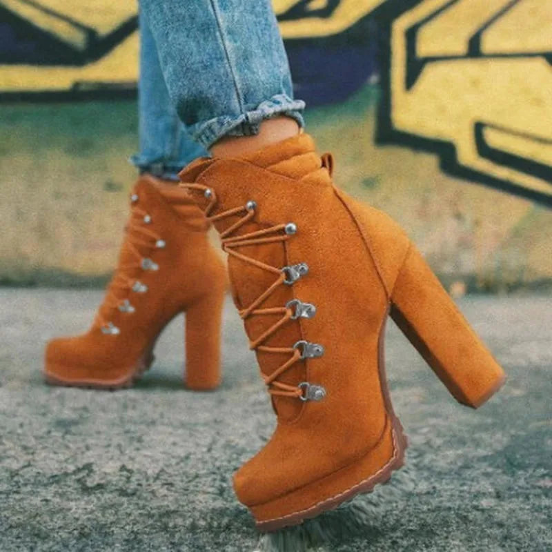 Boots Autumn and Winter New Waterproof Platform High Heel Style Short Boots