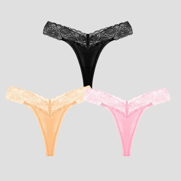 3 PCS/Lot Seamless Panties Set Women Sexy Lace Underwear Female Soft Cotton Thongs Woman Breathable Tangas