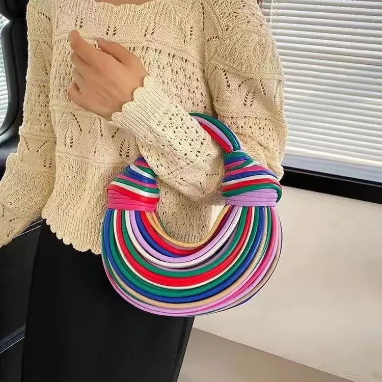 Handbags for Women New Gold Luxury Designer Brand Handwoven Noodle Bags Rope Knotted Pulled Hobo Silver Evening Clutch Chic