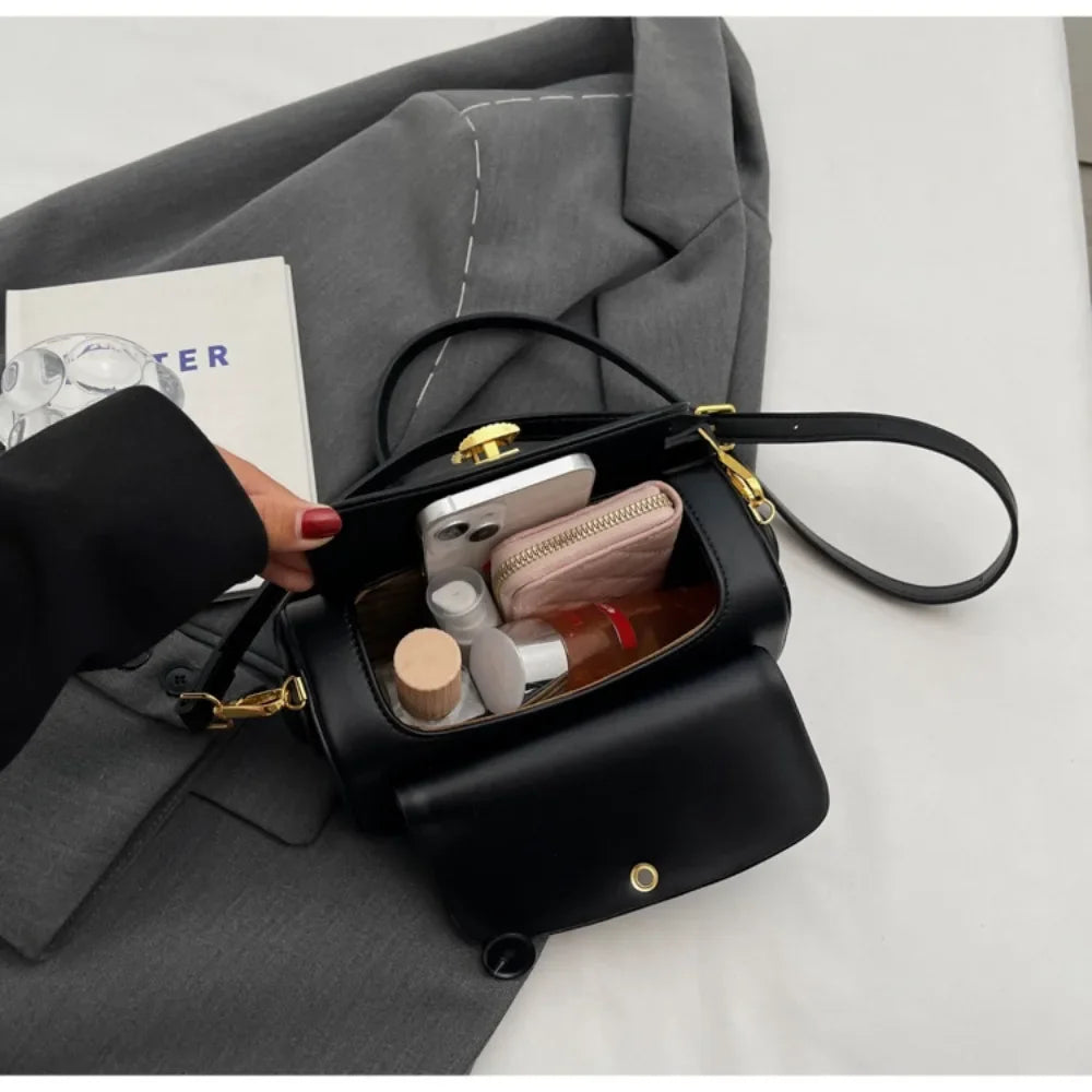 Shoulder Bag Women's Versatile Retro Crossbody Square Bags New Large Capacity Textured Leather Flap Handbags