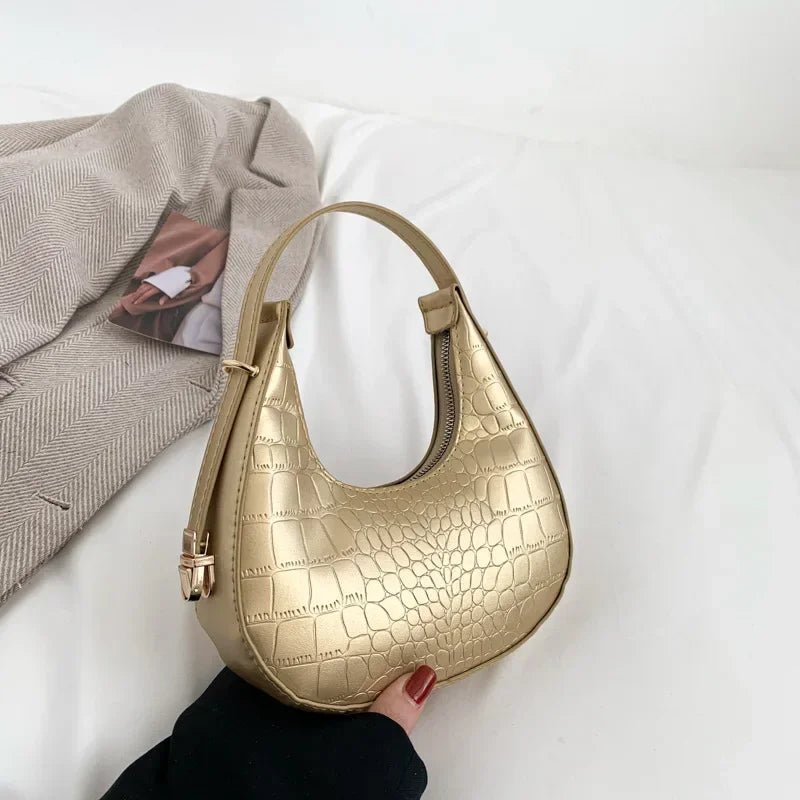 Fashion Luxury Design PU Leather Shoulder Bag Women Small Clutch Handbag Purse Female Underarm Bag Travel Totes