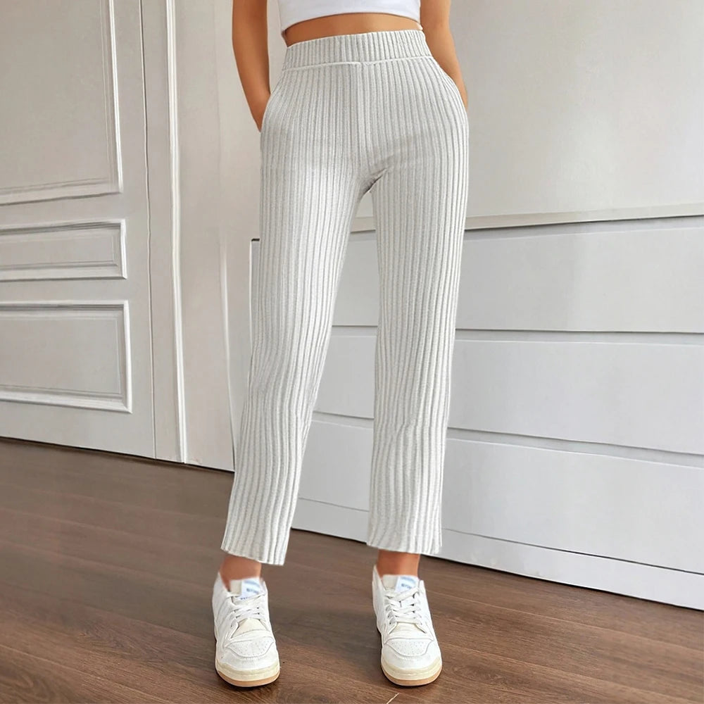 Women's Pants All Season Basics Casual Striped Fabric High Waist Ankle Daily Pants