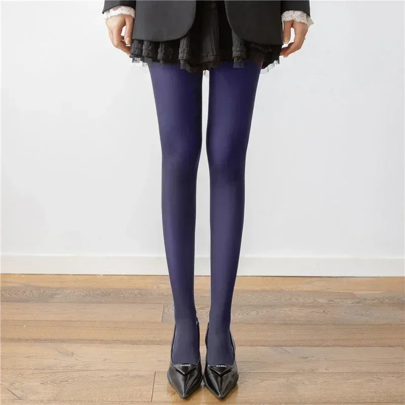 Women Bodycon Super Elastic See Through Lace Pantyhose Autumn Sexy Slim Elegant Burgundy Tights Winter
