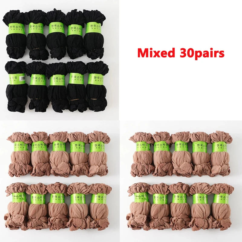 igh Quality Women Velvet Socks Pack Female Summer Thin Silk Transparent Sexy Ankle Nylon Socks Set