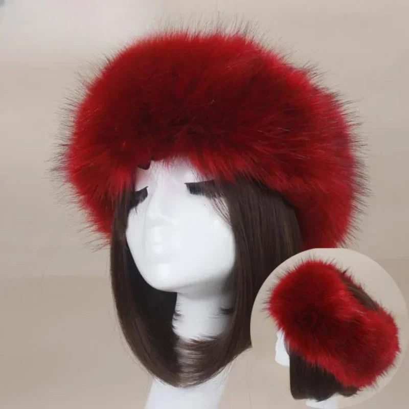 Winter Thick Furry Hair Band Fluffy Women Girl Headband Hat Winter Outdoor Ear Muff Ski Hats Hot
