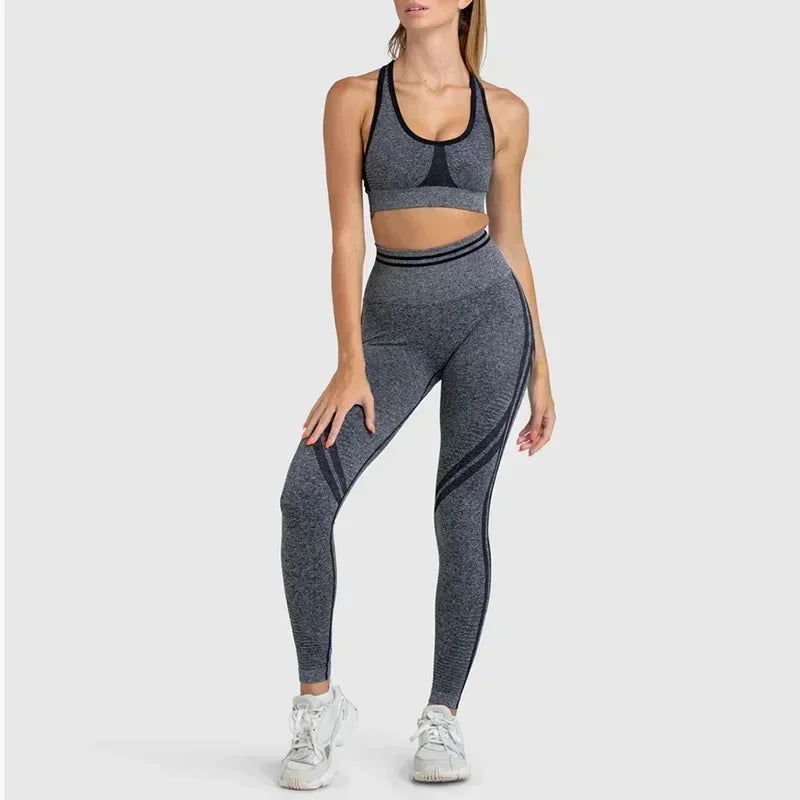 Seamless Yoga Sets Sports Fitness High Waist Hip Raise Pants Long-Sleeved Backless Suit Workout Clothes Gym Shorts Set for Women