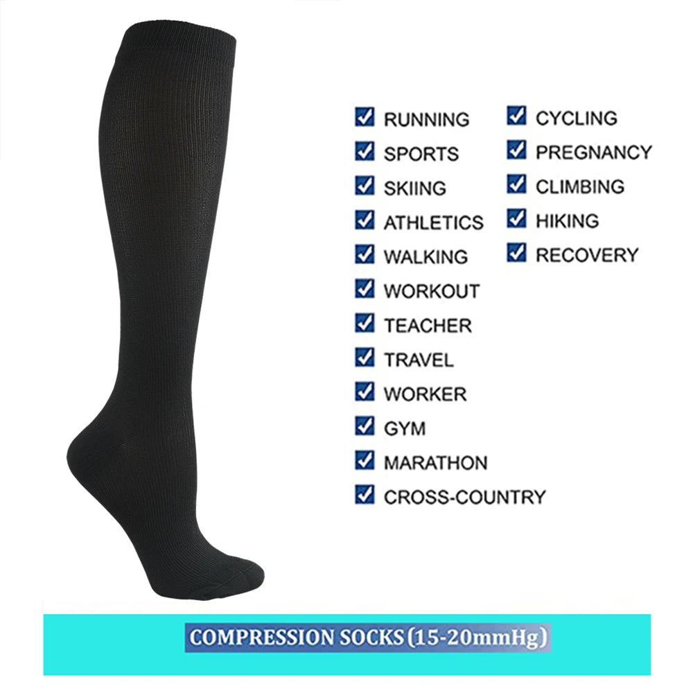 Socks Fit For Golf Rugby Running Hiking Sports For Anti Fatigue Driving Travel Flight Women Socks