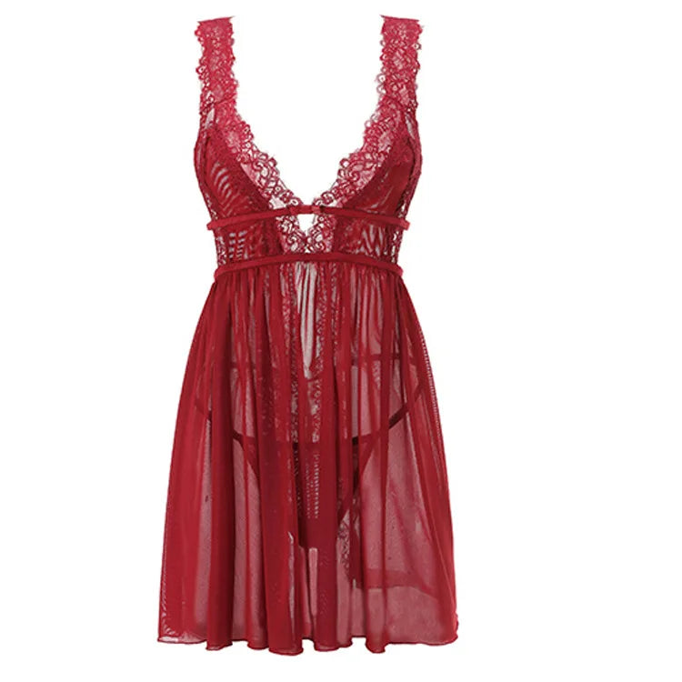 Women sexy lingerie lace transparent sleepwear hot erotic babydolls dress sexy costumes plus size lingerie sexy pajamas