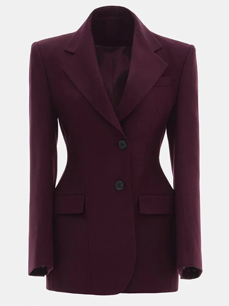 Elegant Women Slim Blazer Jacket Shoulder Pads Lapel Single Breasted Long Sleeve Female Jackets Lady Street Office Outerwear