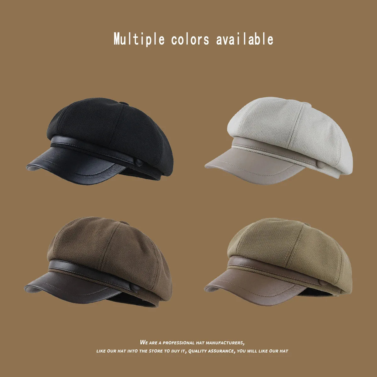 Panama Autumn and Winter Ladies Warm Duck Tongue Beret Elegant Artistic Painter Octagonal Hat Cap