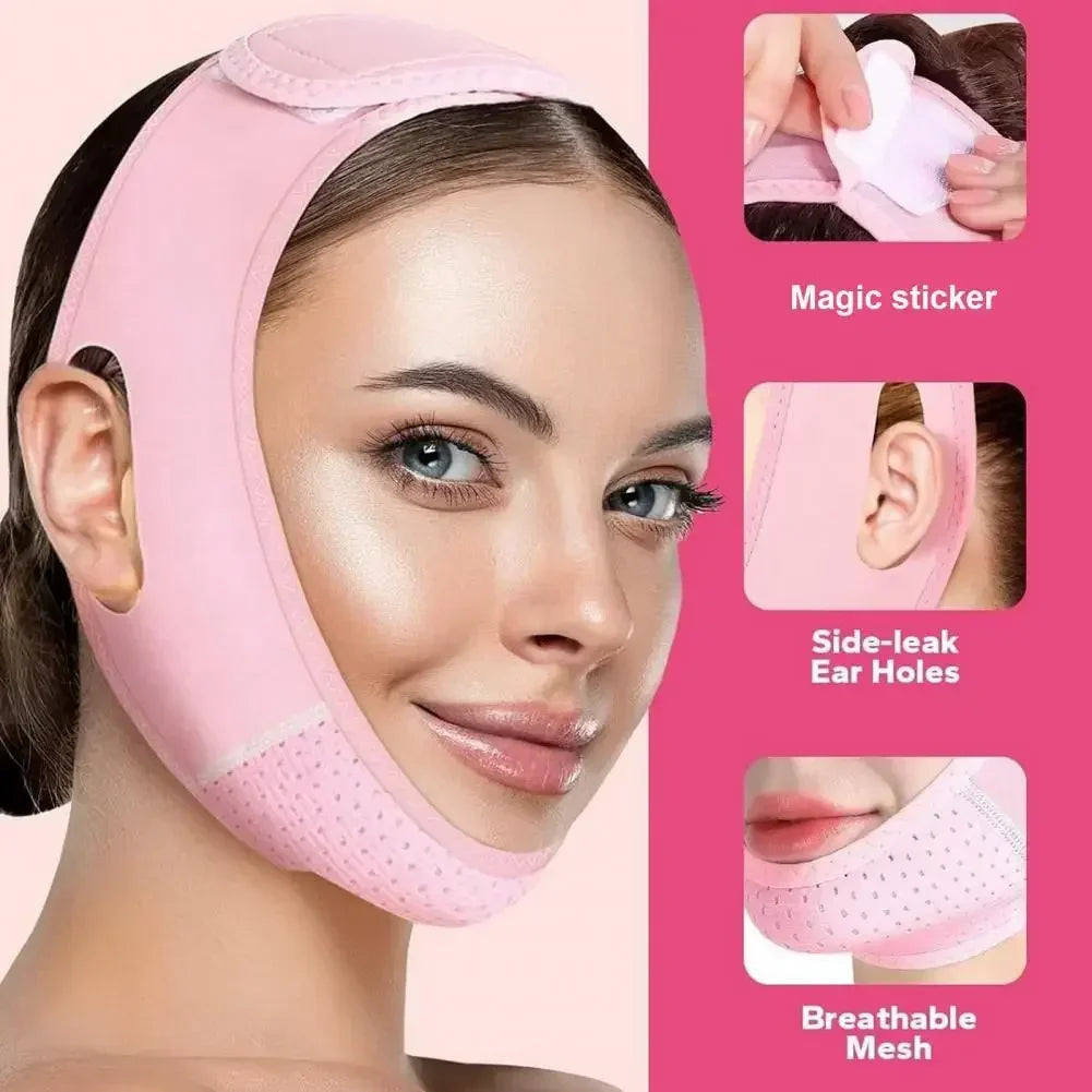 Women Breathable Face Slimming Bandage Cheek Chin Lift Belt Face Shaper Facial Massage Belt Beauty Skin Care.