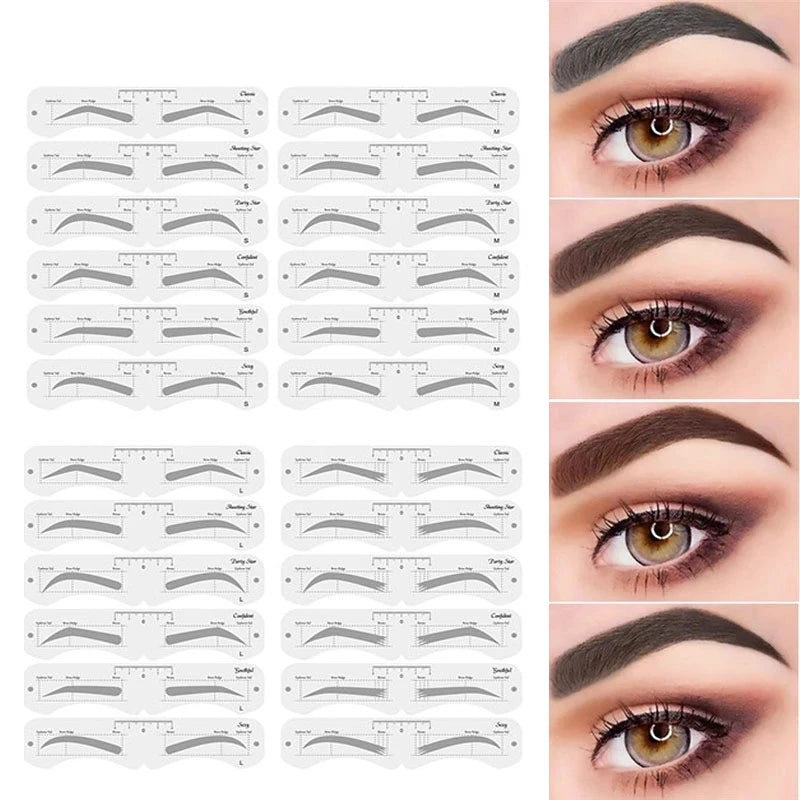 Reusable Eyebrow Stencil Set Soft Ruler Eyebrow Definer Eyebrow Drawing Guide Styling Shaping Care Card Template Makeup Tools