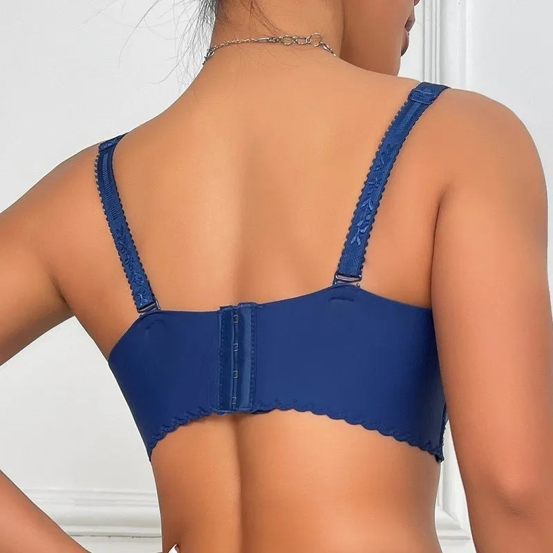 Women Seamless Push-Up Sports And Leisure Bra With Four-Row Hook, Alphabet Decor And Steel Support Underwear C Cup