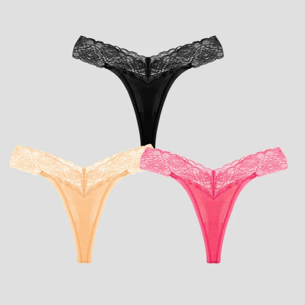 3 PCS/Lot Seamless Panties Set Women Sexy Lace Underwear Female Soft Cotton Thongs Woman Breathable Tangas