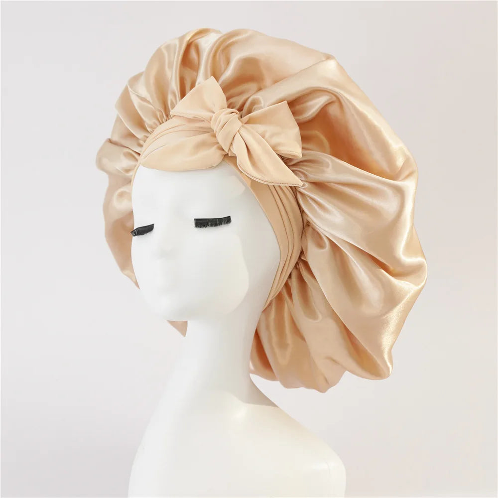 Sleeping Hat Women Satin Plain Night Sleeping Cap Hair Care