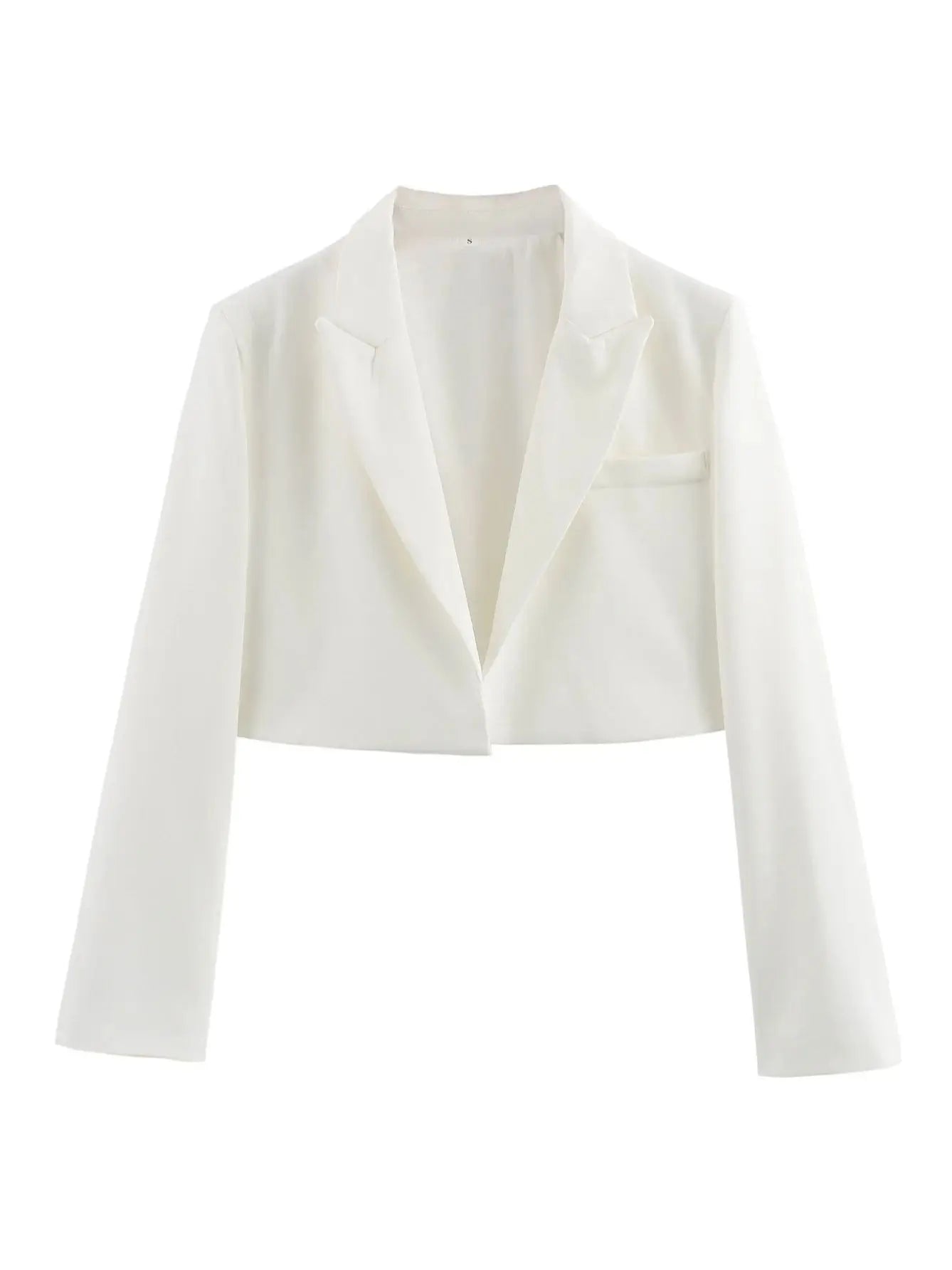 Women's Fashion Crop Blazer Women High Street Lapel Long Sleeve Versatile Top Female Jacket Coat