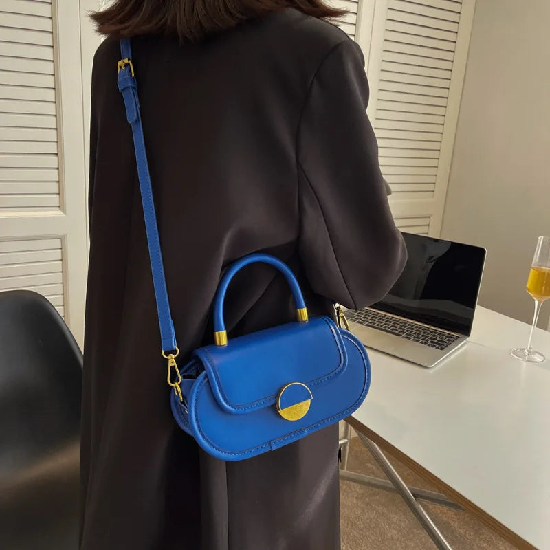 Fashion Blue Oval Tote Bag 2022 Fashion New High Quality PU Leather Women Designer Handbag Portable Shoulder Messenger Bag