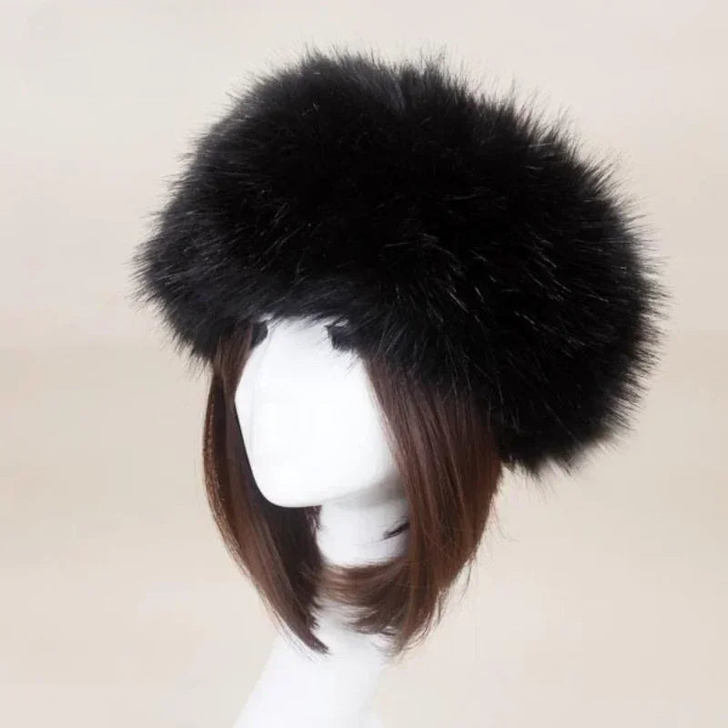 Winter Thick Furry Hair Band Fluffy Women Girl Headband Hat Winter Outdoor Ear Muff Ski Hats Hot