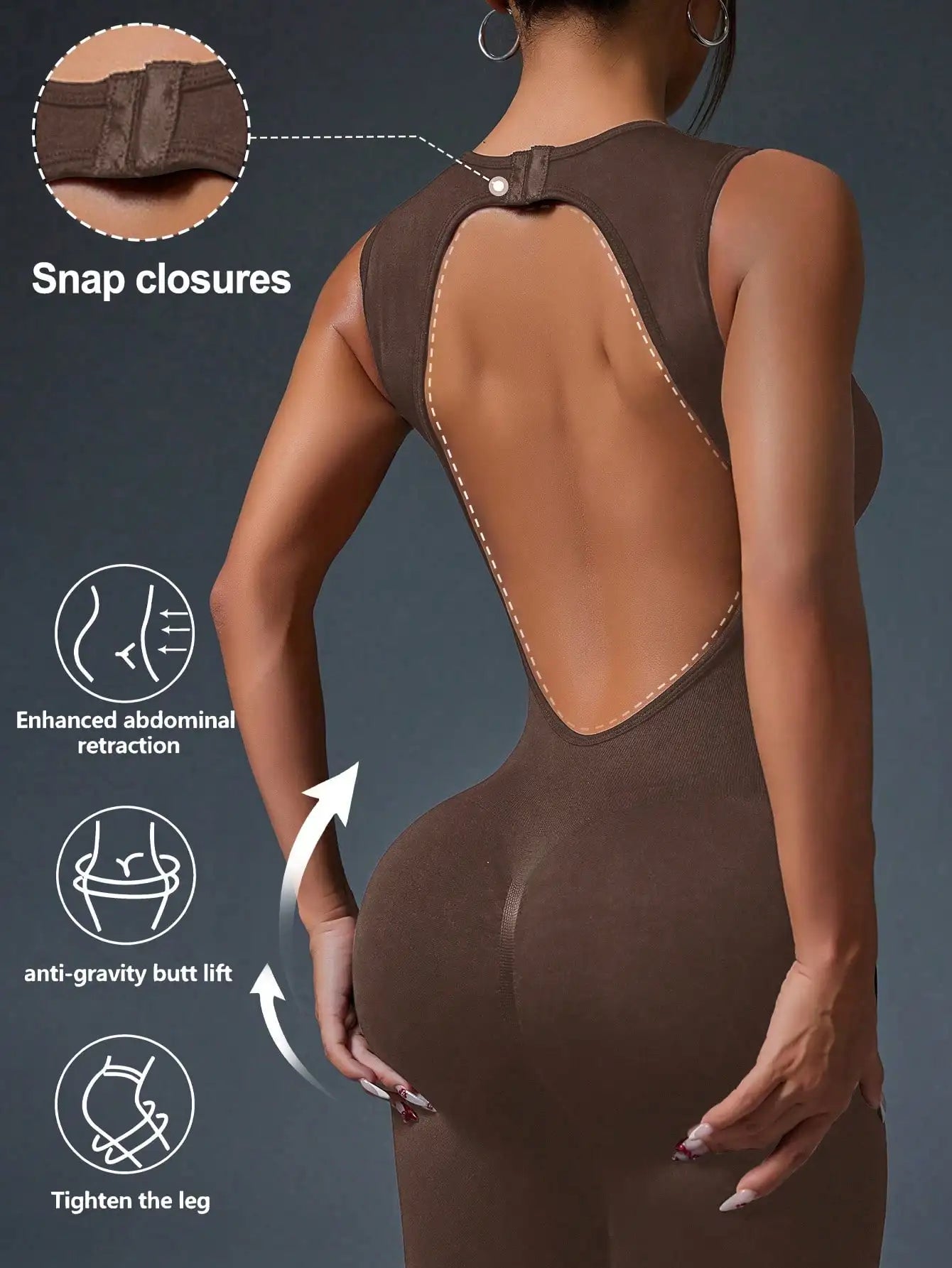 Round Neck Tight Sleeveless Jumpsuit, Zipper Sports Yoga Slim Fit Long Seamless Jumpsuit, Women's Tracksuit