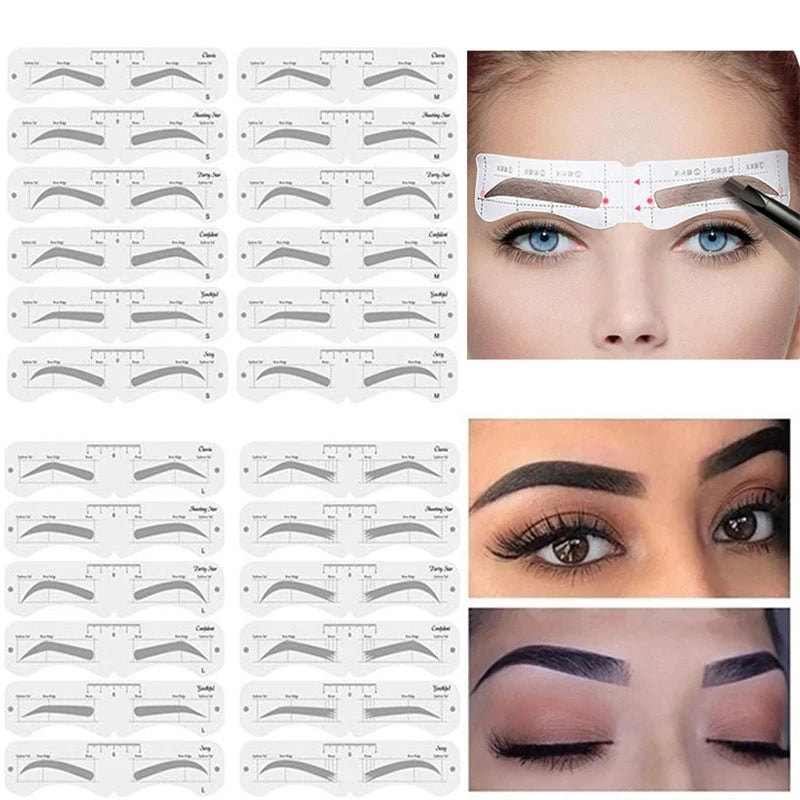 Reusable Eyebrow Stencil Set Soft Ruler Eyebrow Definer Eyebrow Drawing Guide Styling Shaping Care Card Template Makeup Tools