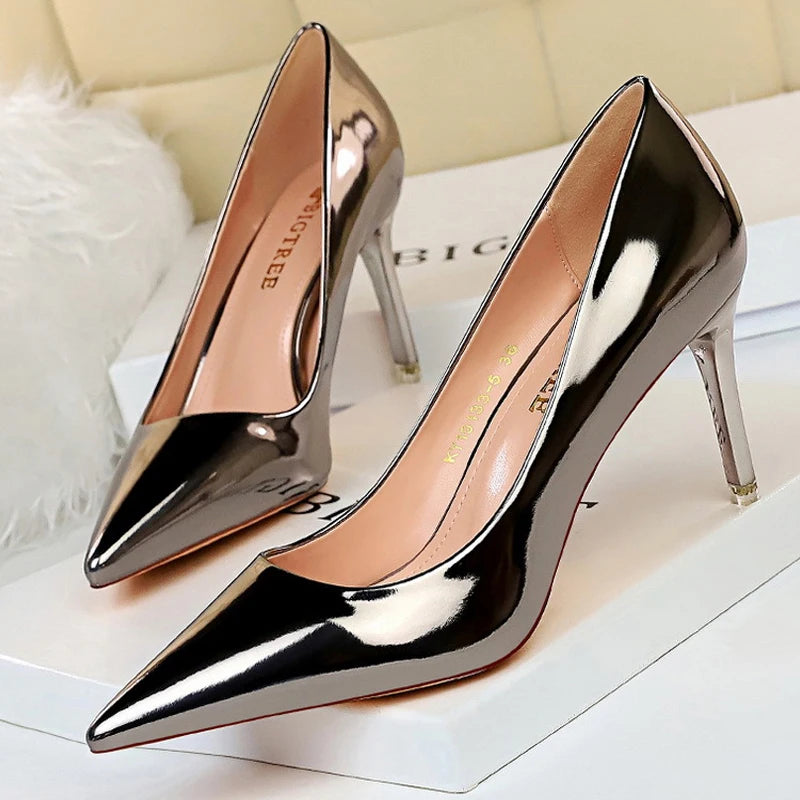 Pumps Patent Leather Women Pumps Fashion Women Wedding Shoes High Heels Stiletto 10.5 Cm 7.5 Cm Lady Shoes