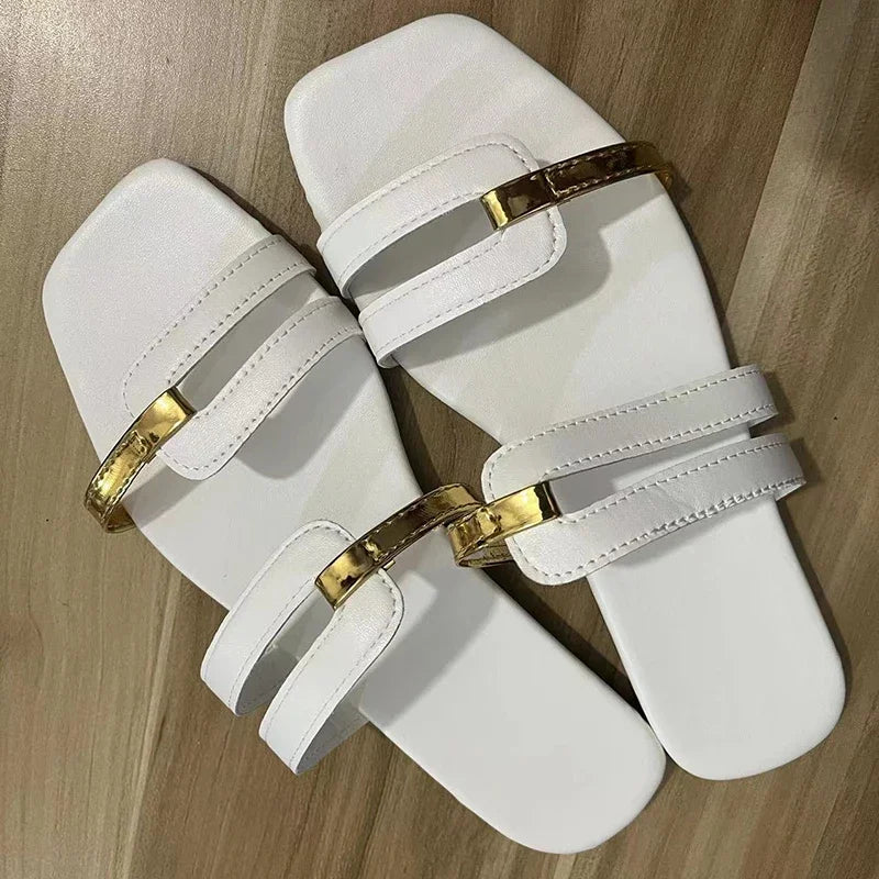 2023 New Women's Shoes Summer Flats Flip Flops Dress Shallow Casual Female Slides Rome Open-toe Women Slippers Slingback Sandals
