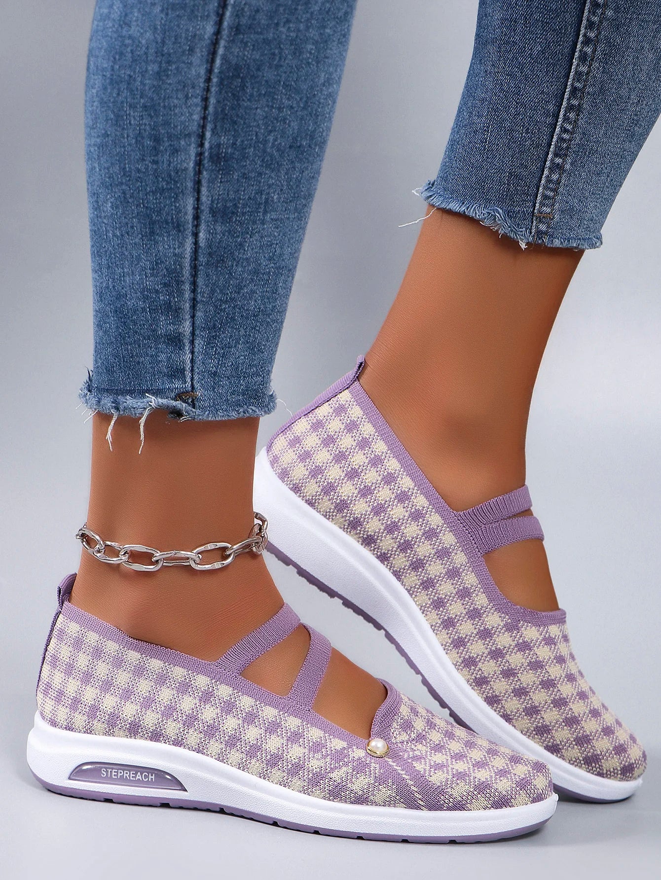 Spring new women's sports shoes, fashionable, breathable, lightweight, non-slip, wear-resistant, casual sports shoes, flat shoes