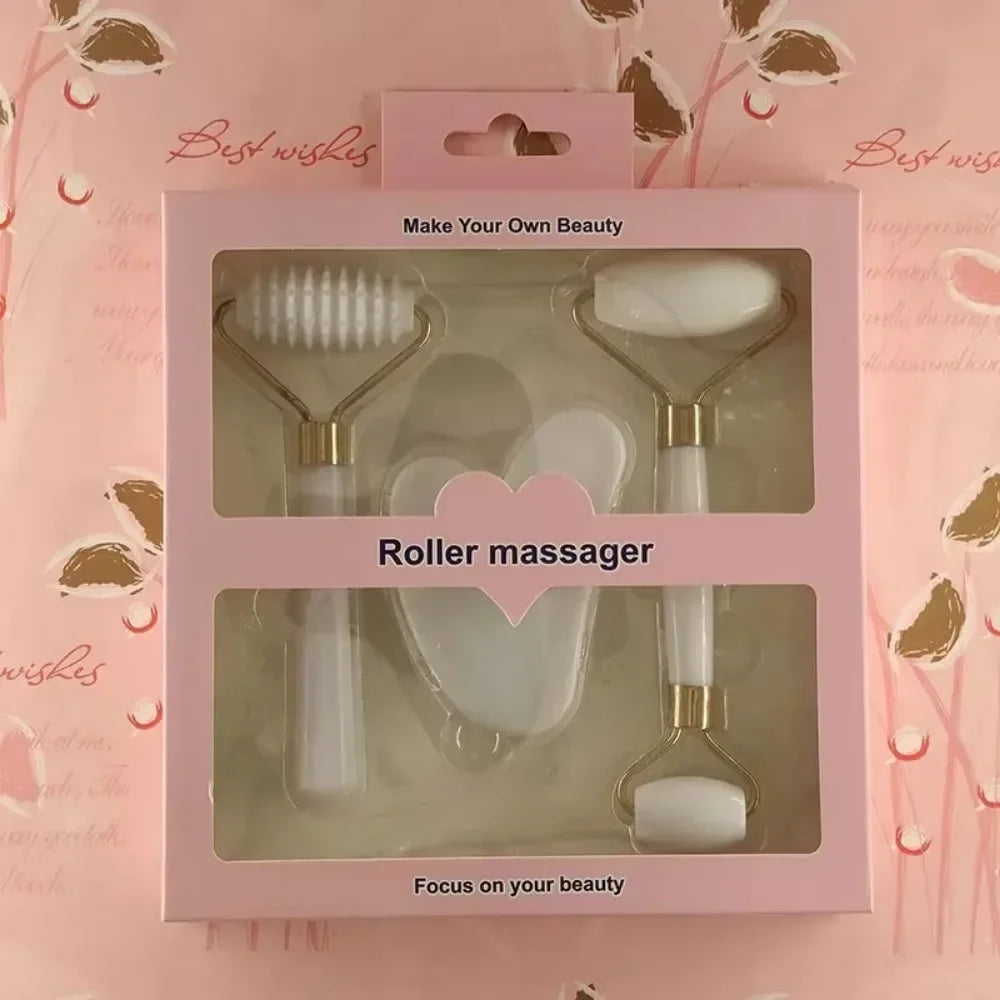 3pcs Resin Roller Massager for Face Body Gua Sha Set Facial Care Beauty Health Massage Tool Roller Non Jade Stone Face Massager