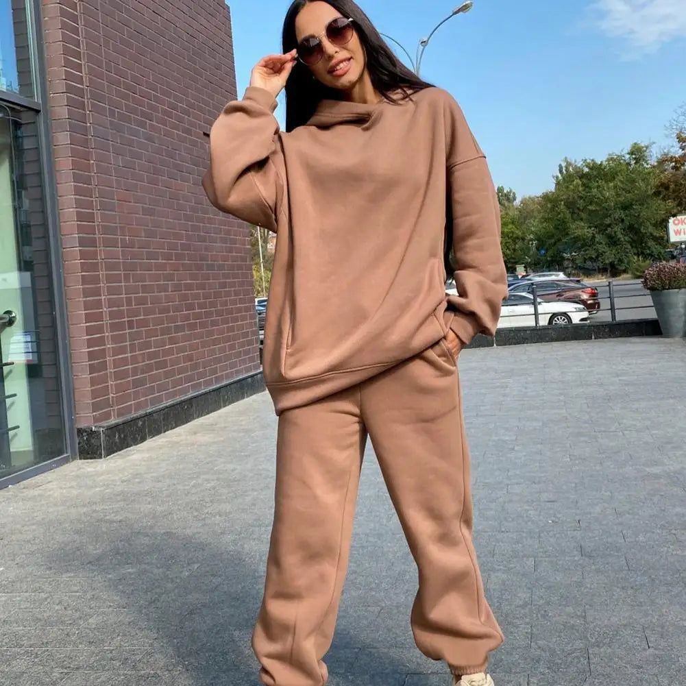 Women Tracksuit Autumn Winter Warm Hoodies Top Suit Casual Hooded Sweatshirts and Sweatpants Outfits Sweatpants 2 Piece Sets