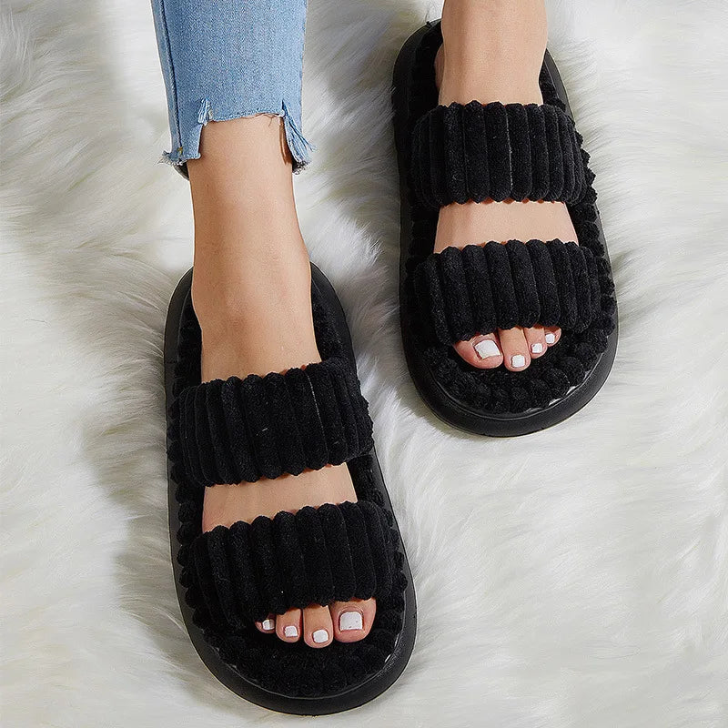 Winter Solid Linen Slippers 36-45 size Women Home Slippers Household Cotton Non Slip Thick Mute Shoes Couple Indoor Slipper