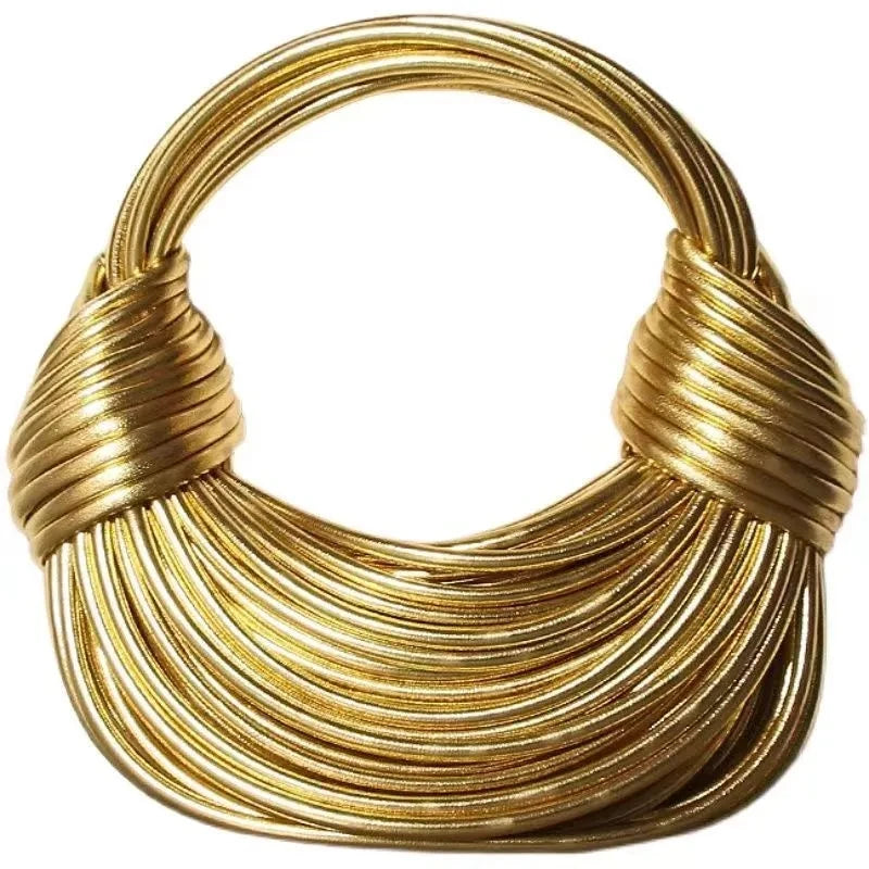 Handbags for Women New Gold Luxury Designer Brand Handwoven Noodle Bags Rope Knotted Pulled Hobo Silver Evening Clutch Chic