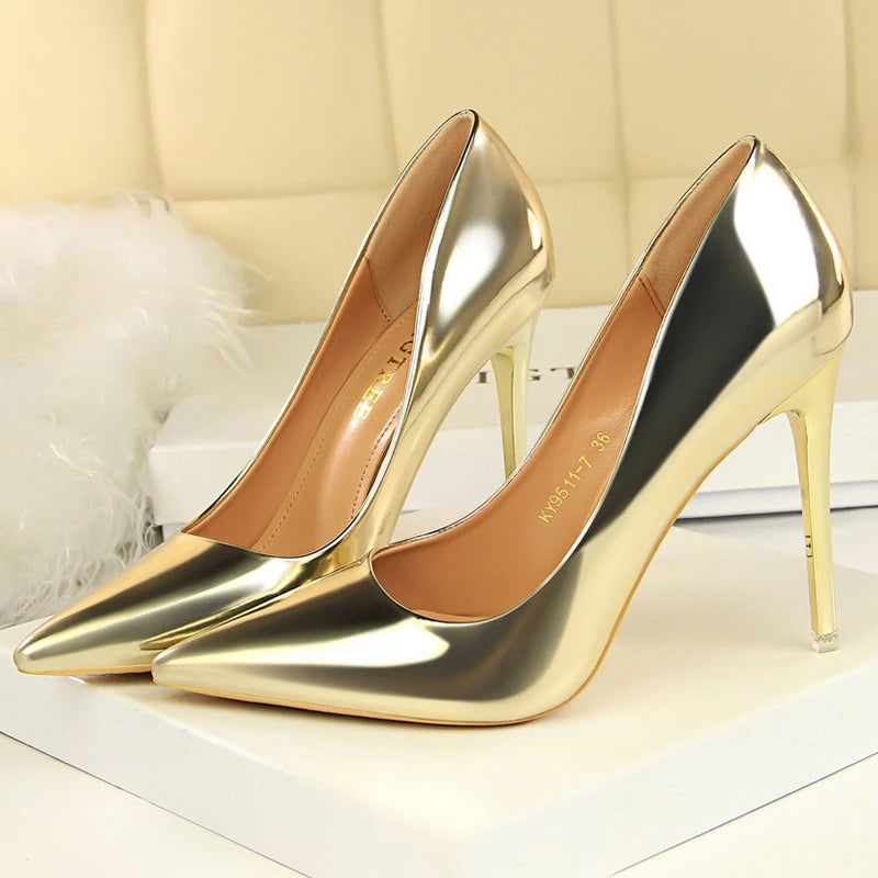Pumps Patent Leather Women Pumps Fashion Women Wedding Shoes High Heels Stiletto 10.5 Cm 7.5 Cm Lady Shoes