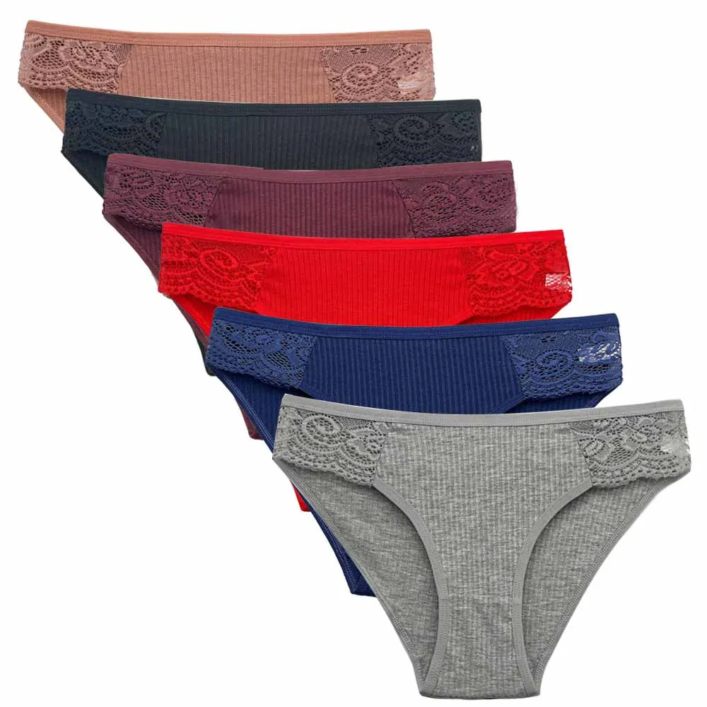 5Pcs/Set New Arrival Low Rise Ladies Sexy Lace Panty Briefs Panties for Women Lingerie Cotton Underpants
