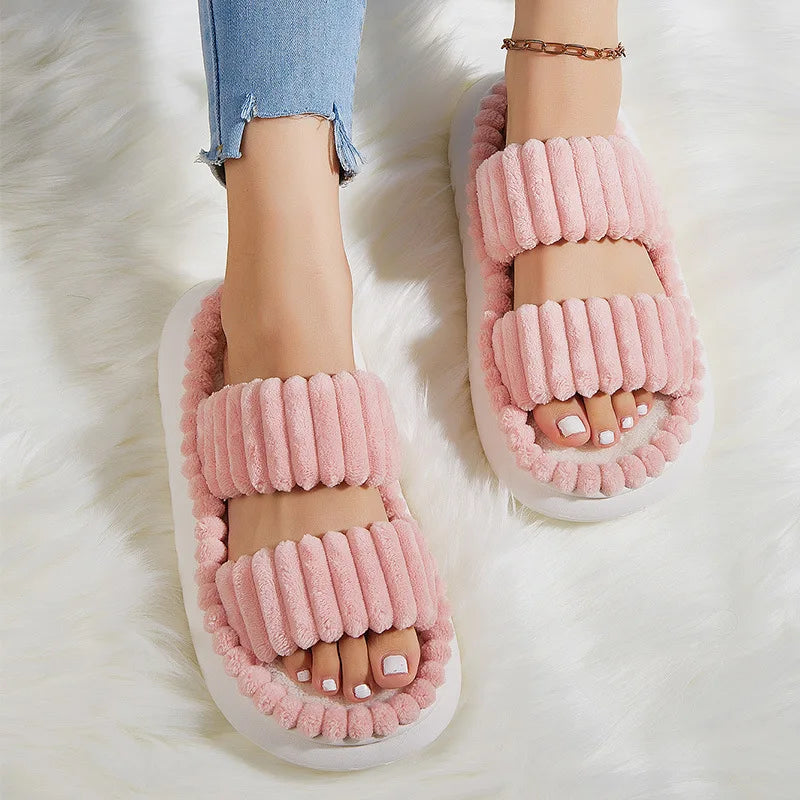 Winter Solid Linen Slippers 36-45 size Women Home Slippers Household Cotton Non Slip Thick Mute Shoes Couple Indoor Slipper
