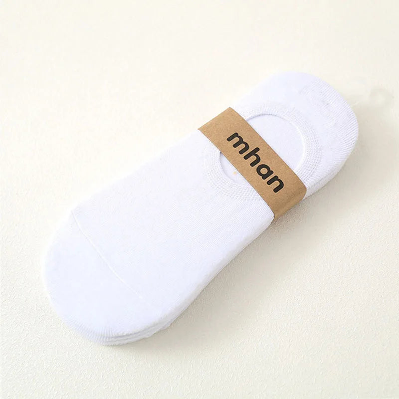 5 Pairs Women's silicone invisible Boat Socks Summer Solid Color Ankle Boat Socks Female Soft Cotton Slipper Socks 35-40 EUR
