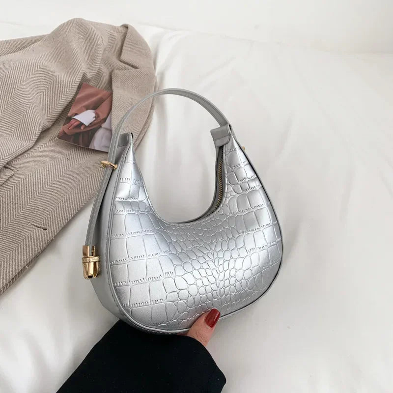 Fashion Luxury Design PU Leather Shoulder Bag Women Small Clutch Handbag Purse Female Underarm Bag Travel Totes