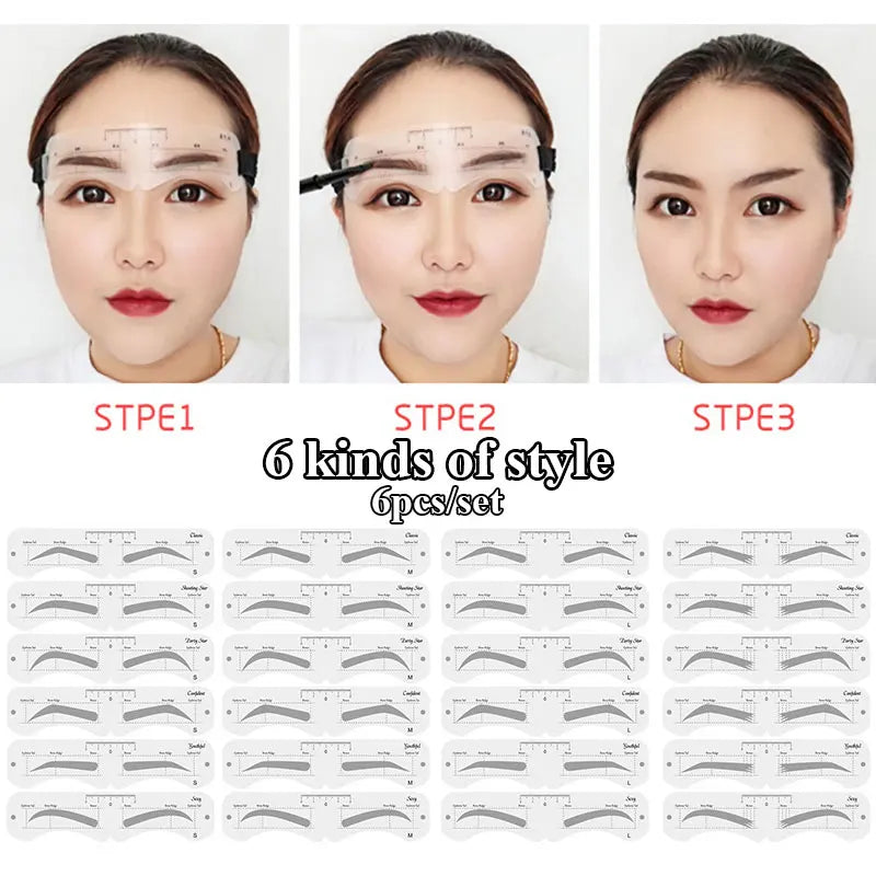 Reusable Eyebrow Stencil Set Soft Ruler Eyebrow Definer Eyebrow Drawing Guide Styling Shaping Care Card Template Makeup Tools