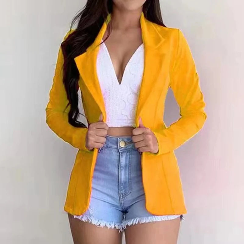 Women's Blazer Formal Blazer Women's Office Work Set Pocket Jacket Coat Loose women's wear