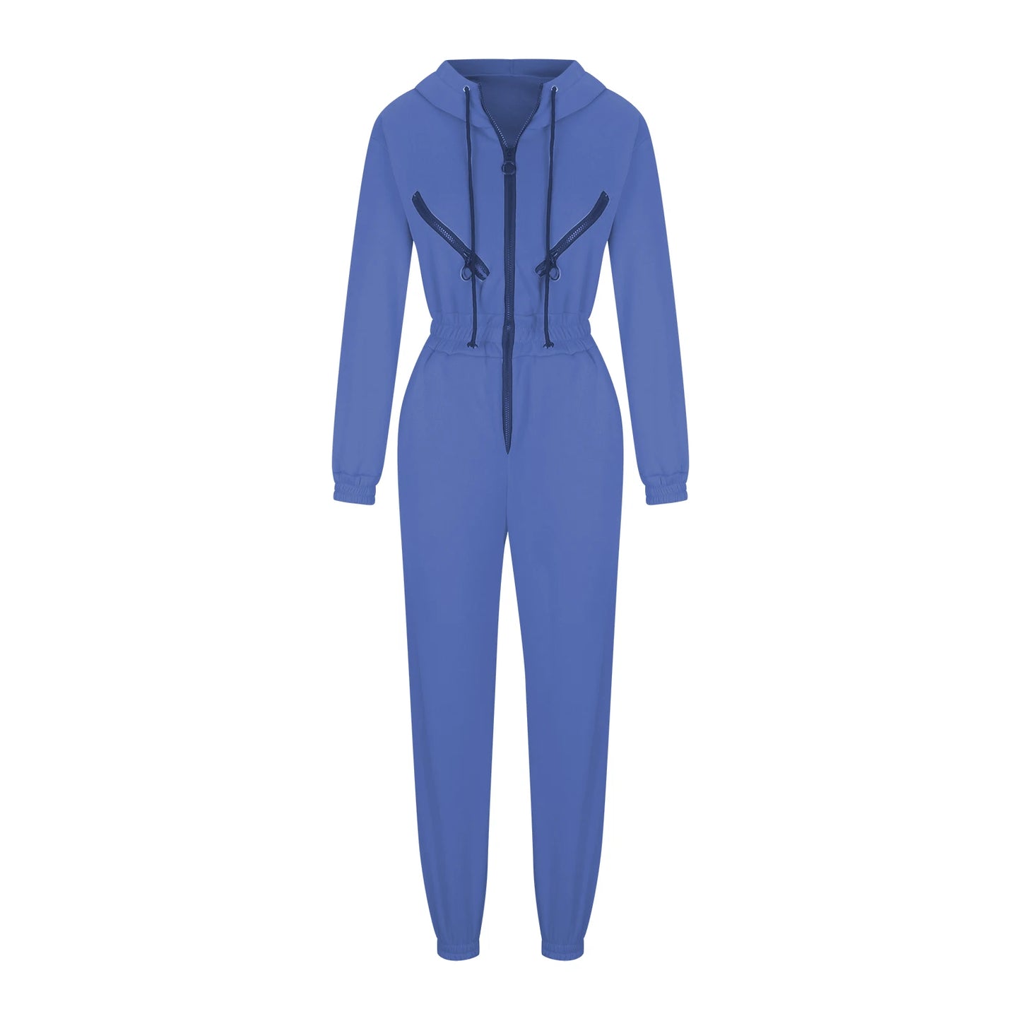Autumn Women Monochrome Long Sleeve Jumpsuit Solid Color Zip-Up Sportswear Female Winter Casual Tracksuit Fashionable Hoodies