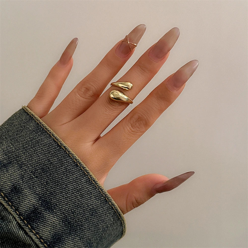 Wide metal bracelet ring for women gold and silver.