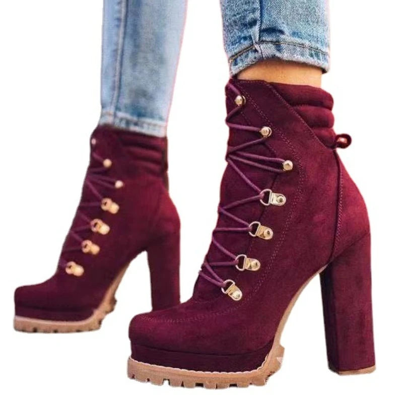 Boots Autumn and Winter New Waterproof Platform High Heel Style Short Boots